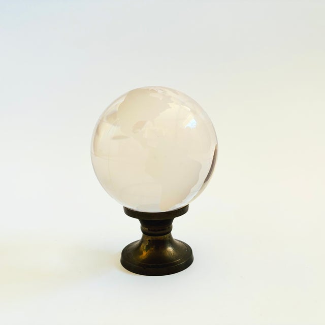 Vintage Glass Globe on Brass Stand For Sale - Image 4 of 9