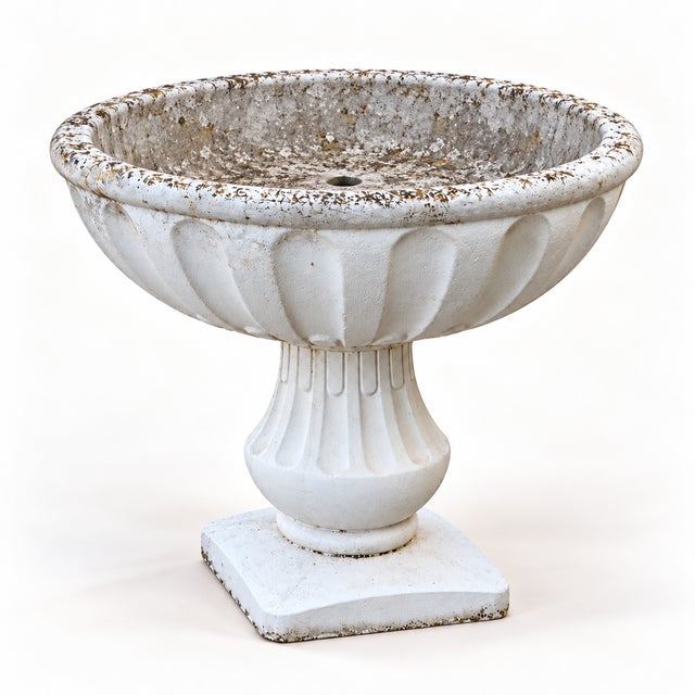 Cream Antique Stone Flower Cup Planter, 1990s For Sale - Image 8 of 8