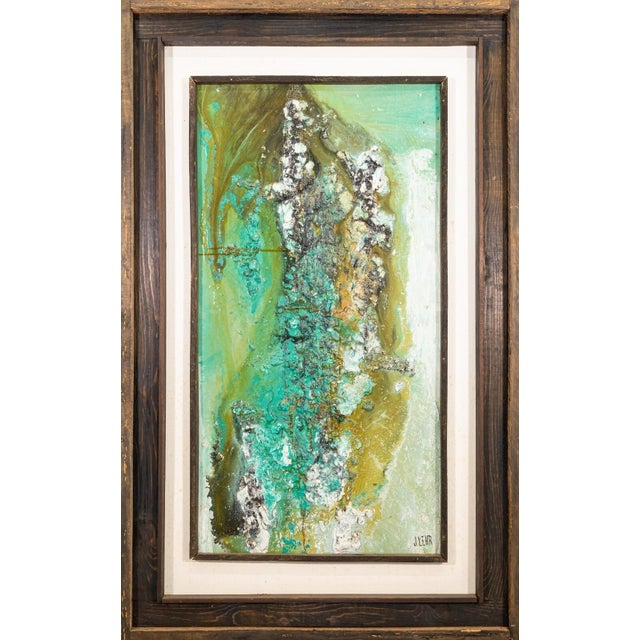 1970s Pair of Modernist Impasto Encaustic Abstract Oil Paintings Signed J. Lehr 1970s For Sale - Image 5 of 16