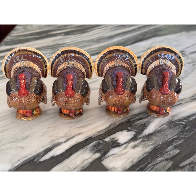 Vintage Porcelain Turkey Motif Place Card Holders - Set of 8 For Sale - Image 11 of 13