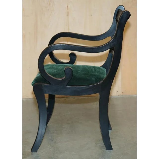 Vintage English Regency Green Velvet Dining Chairs, Set of 6 For Sale - Image 18 of 18