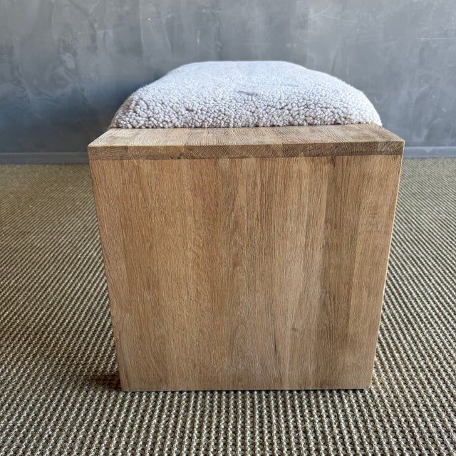 Casi Sheep Bench in White Oak and Natural Genuine Sheep Upholstery For Sale - Image 11 of 15