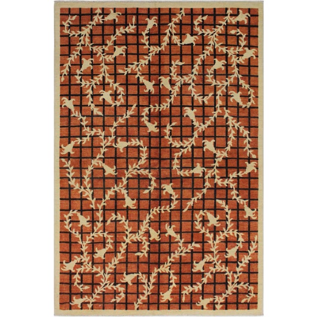 1980s Contemporary Ziegler Dark Orange Wool Rug - 5′11″ × 8′8″ For Sale - Image 9 of 9