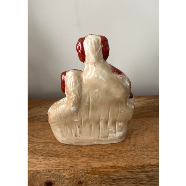 Early 20th Century Early 1900s Antique Staffordshire Spaniels Figurine For Sale - Image 5 of 11