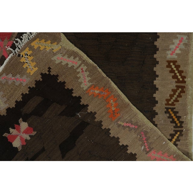 Textile Vintage Kurdish Kilim Rug With Pink Medallions on Beige-Brown For Sale - Image 7 of 7