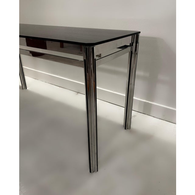 Mid-Century Modern Console Table in Chrome and Smoked Glass by George Ciancimino, 1970s For Sale - Image 3 of 8
