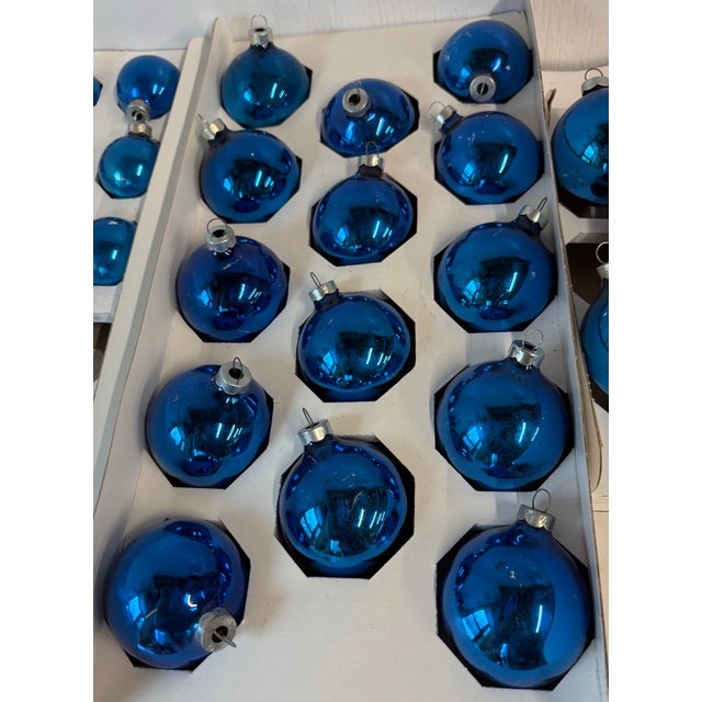 36 Vintage Blue Glass Holiday Balls For Sale - Image 4 of 5
