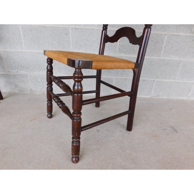 Brown Tell City Chair Co. Cherry Rush Bottom Ladder Back Chairs - A Pair For Sale - Image 8 of 18