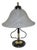 Vintage Table Lamp with Metal Base and White Marbled Glass Shade from Honsel, 1980s For Sale