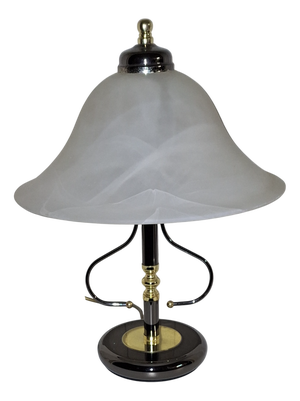 Vintage Table Lamp with Metal Base and White Marbled Glass Shade from Honsel, 1980s
