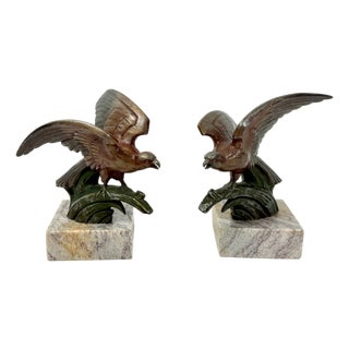 Art Deco Painted Zinc Eagle Bookends, 1930s, Set of 2 For Sale