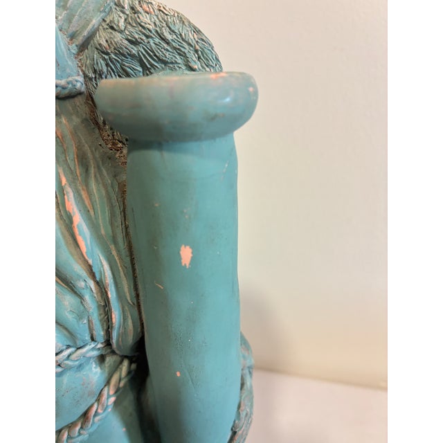 Vintage Terracotta Angel Candle Holder Sculpture With Verdigris Patina For Sale - Image 4 of 15