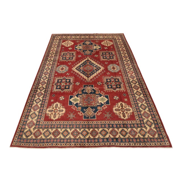 Kazak Rug 10’6” X 14’7” Red Wool Tribal Hand-Knotted Oriental Carpet For Sale