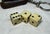 Brown Antique Leather Metal 3 Celluloid Dice Box Holder Travel Carrier Keychain For Sale - Image 8 of 9