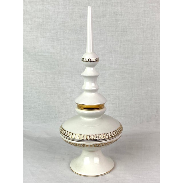 For your consideration, this eye popping ornate gilt gold lidded spice jar. With both Mediterranean and Art Deco styling,...