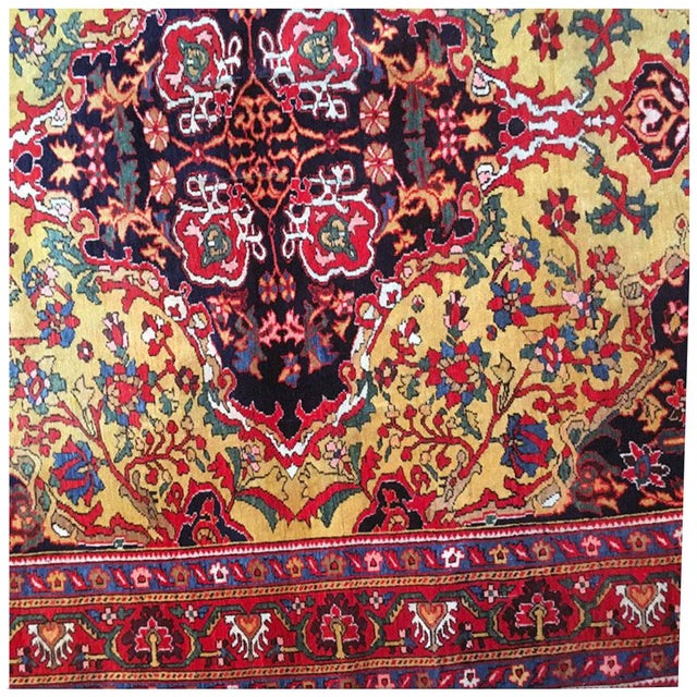 Textile Antique Collectible Gold Ground Persian Ferahan Sarouk Rug For Sale - Image 7 of 12