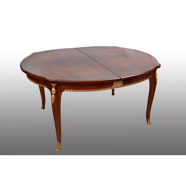 Antique table with six Napoleon III chairs, crafted from thuja burl and mahogany, dating from the second half of the 19th...