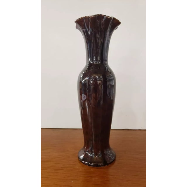 Traditional Mid Century Royal Haeger Brown Glaze Black Spotted Vase For Sale - Image 3 of 6