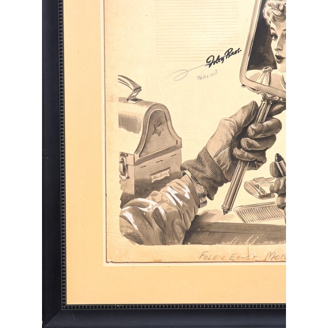 Paint Robert Joy "There are Two of You" Early Modern Original Foley's Ad Layout of Woman & Mirror, Early 20th Century For Sale - Image 7 of 10