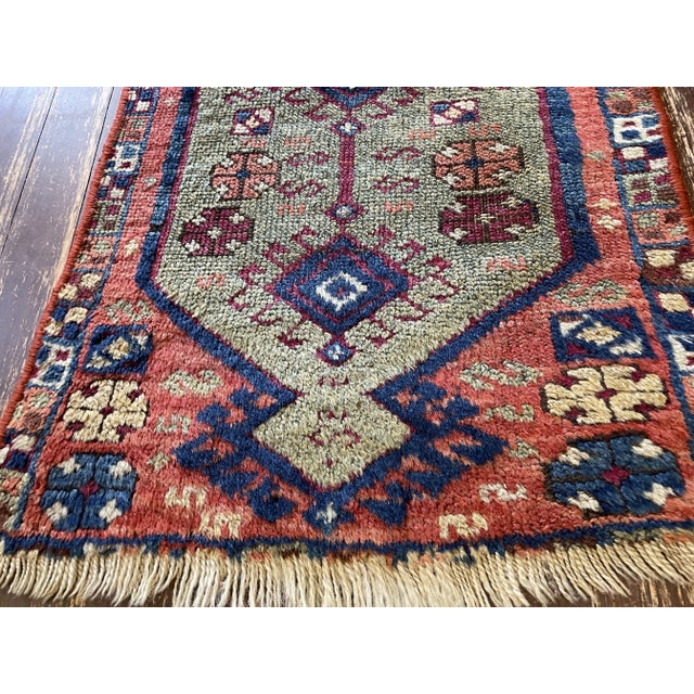 Textile Antique Oushak Yastik Anatolian Rug, the Stars 16" X 28" For Sale - Image 7 of 8