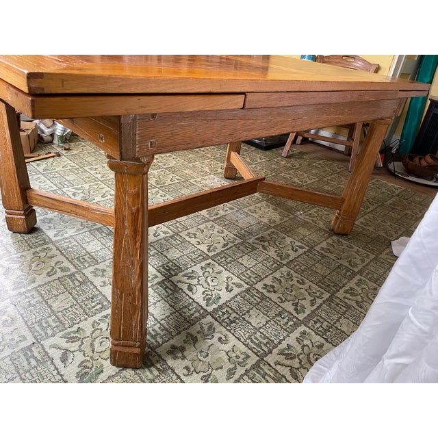 1960s Vintage 1963 Attributed to A. Brandt Co. “Ranch Oak” Expandable Rustic Western Style Dining Table For Sale - Image 5 of 13