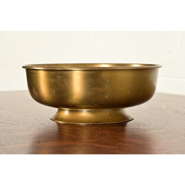 A gorgeous Arts & Crafts period brass pedestal fruit bowl, compote dish, or centerpiece bowl By Roycroft (signed to the...
