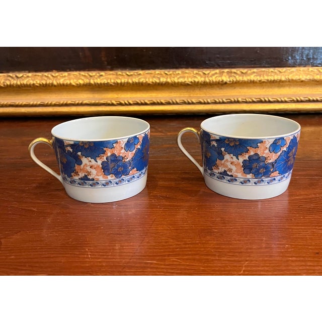 French Antique Haviland Dammouse Tea Cups and Saucers Set- C.1880's For Sale - Image 3 of 12