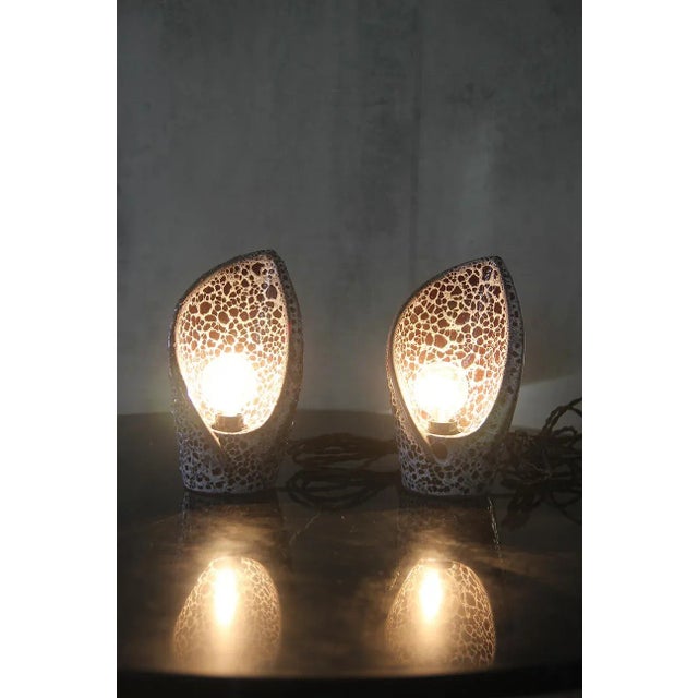 Blue Pair of Ceramic Table Lamps by Le Vaucour Vallauris 1950 For Sale - Image 8 of 12