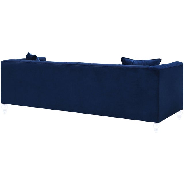 Transitional Bea Navy Velvet Sofa For Sale - Image 3 of 8