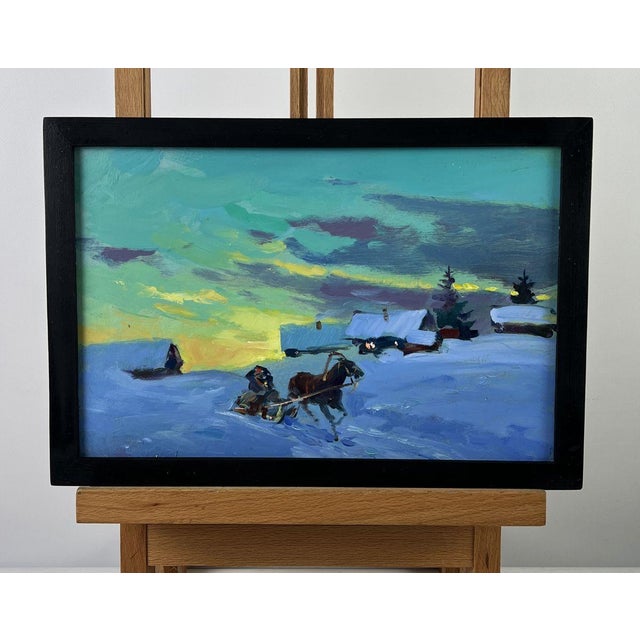 *** ABOUT THIS PAINTING *** * TITLE: ""Winter Evening Village"" * ARTISTS: Yuriy Suprunchuk * SIZE: 20x30 cm/7.87x11.81...