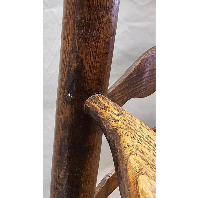 Matched Pair of Antique Eighteenth-Century English Ladderback Rush Seat Chairs For Sale - Image 9 of 10