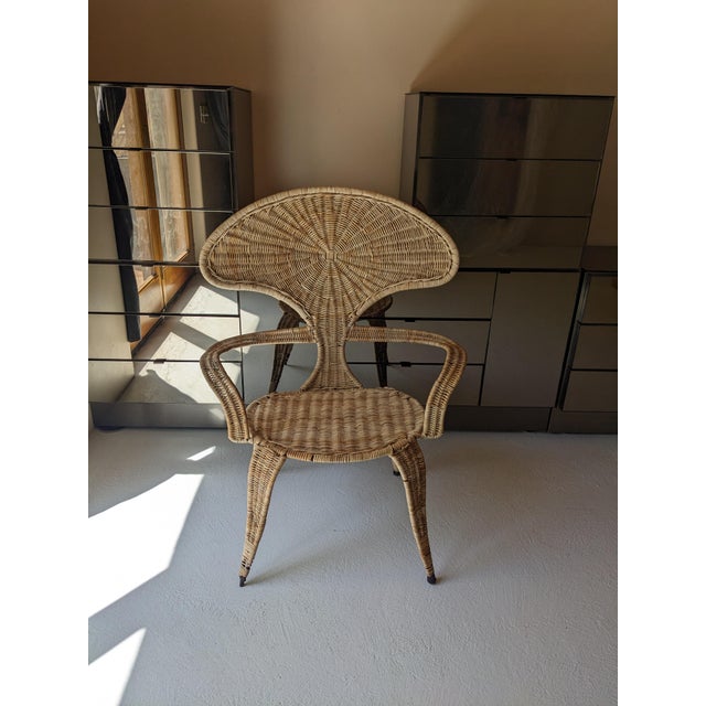 Vintage fan-back Danny Ho-Fong and Miller Fong wicker chair. Great condition small areas of loss of caning and damage....