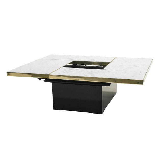 1970s Marble and Brass Hidden Bar Coffee Table by Paul Michel, 1970s For Sale - Image 5 of 13