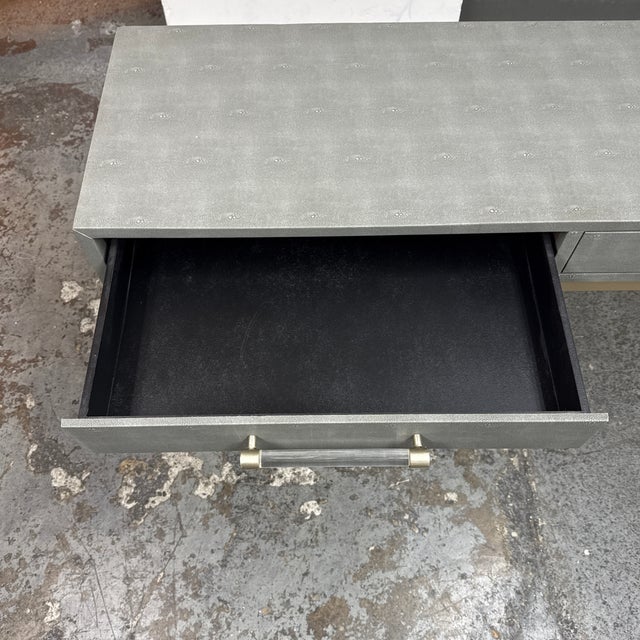 Gray Jamie Young Kain Faux Shagreen Console Table For Sale - Image 8 of 12