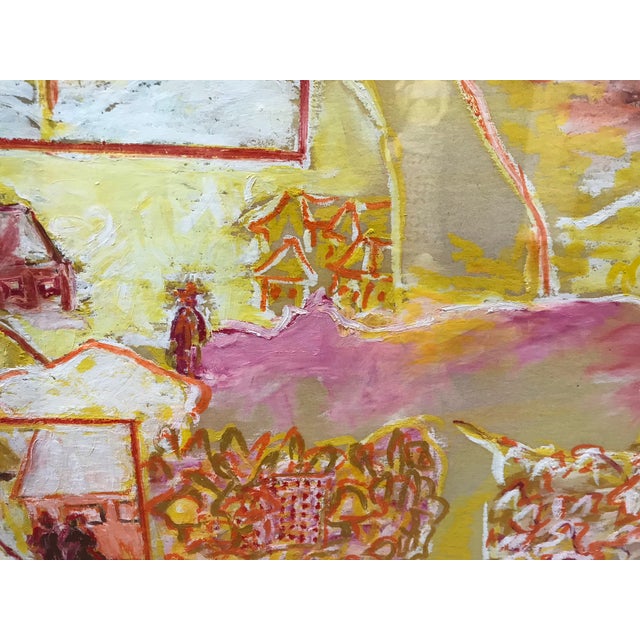 Boho Chic 1970s Molly J Schiff Landscape Mountain Scene With Palm Trees For Sale - Image 3 of 5