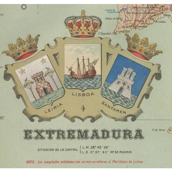 Antique Map of Extremadura, 1903 For Sale - Image 6 of 7
