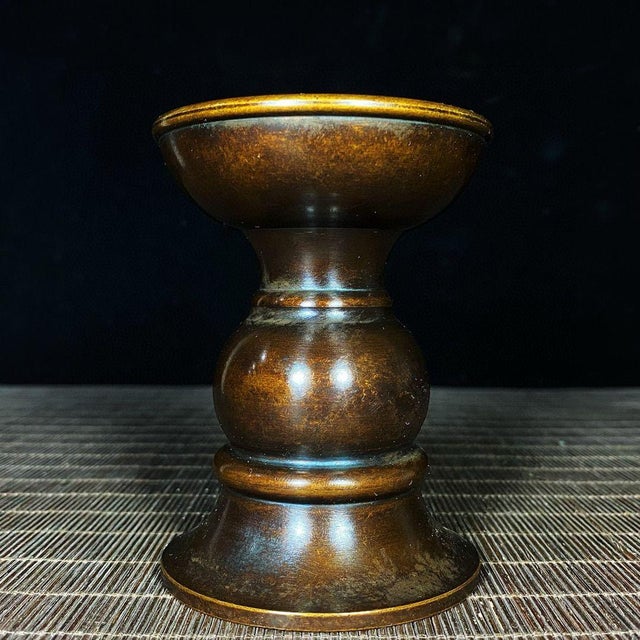 Pair of Vintage Brass Candlesticks - Asian Altar Candle Holders For Sale - Image 4 of 9