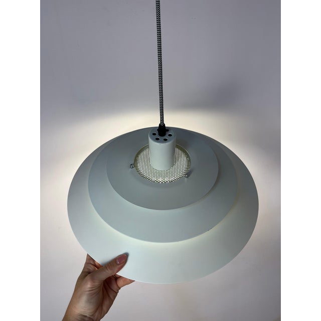 White Louvered Lamp with Marbled Glass from Jeka For Sale - Image 10 of 11