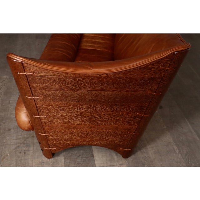 Mid-Century Cognac Leather and Wood Sofa from Pacific Green, Australia, 1970s For Sale - Image 12 of 18