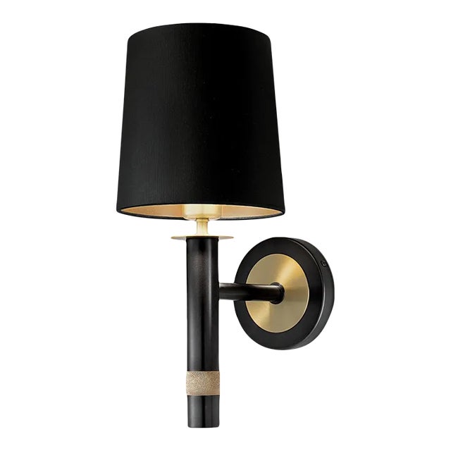 Black Bronze With English Brass Wall Light With Shade For Sale