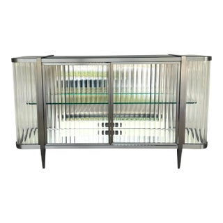 Caracole Modern Acrylic and Sati Nickel Light Up Stop and Stare Sideboard For Sale