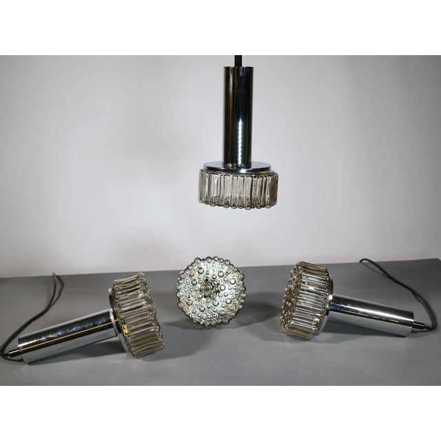 Space Age Pendant Lamps in Bubble Glass and Chrome from Staff Leuchten, 1970s, Set of 4 For Sale - Image 10 of 14