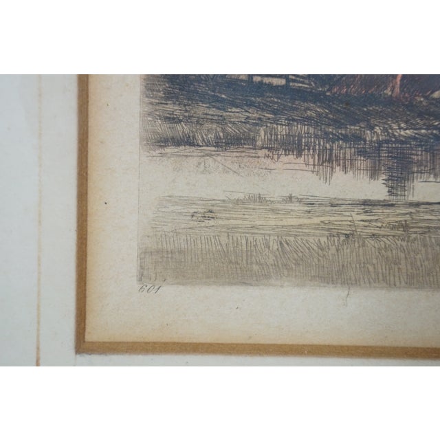 Late 19th Century Antique Edward Loyal Field Country Farmhouse Colored Landscape Etching 15", Framed For Sale - Image 9 of 10