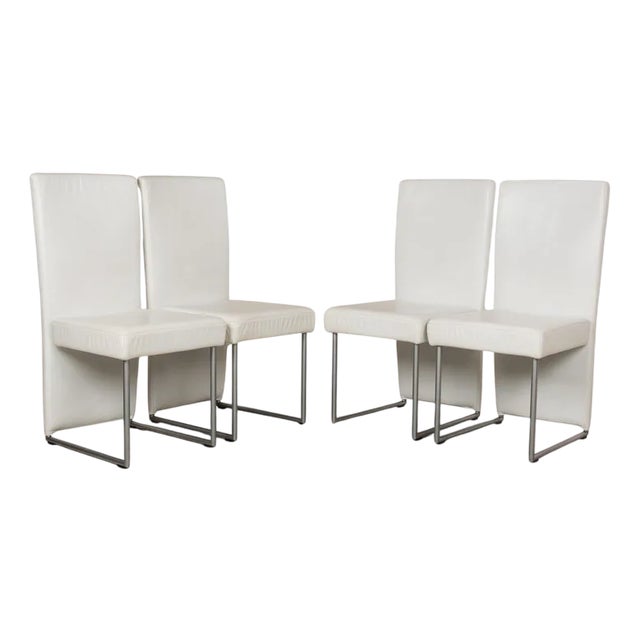 7400 Leather Chairs in White from Rolf Benz, Set of 4 For Sale