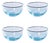Sicilian 4-Piece Set Swirl Glass Serving Bowls, Aqua with Navy Lip Wrap For Sale