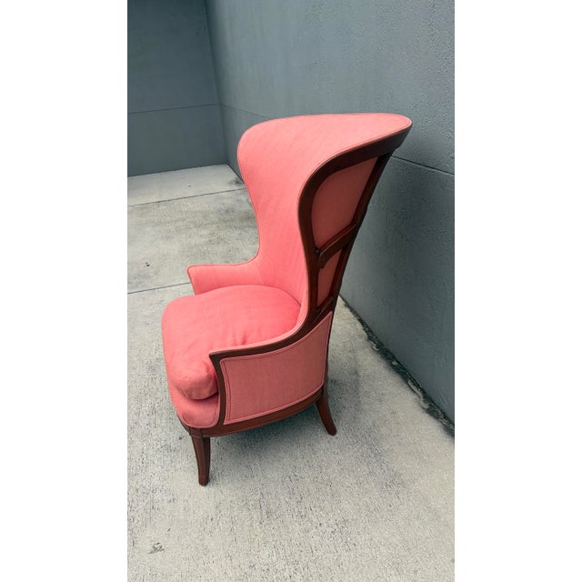Brown 1940s John M. Smythe Attributed Deco Wingback Arm Chair For Sale - Image 8 of 12