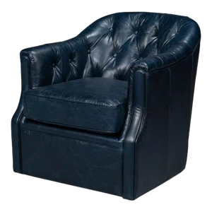 Contemporary Blue Leather Tub Chair