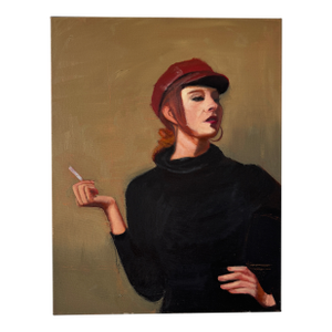 Contemporary Woman With Cigarette Original Oil on Canvas