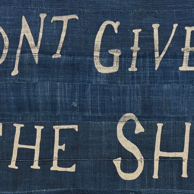 Large Patchwork Indigo Flag, Don't Give Up the Ship, Unique For Sale - Image 4 of 4
