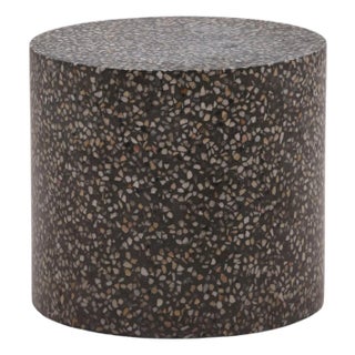 Outdoor Slate Gray Terrazzo Round Side Table For Sale